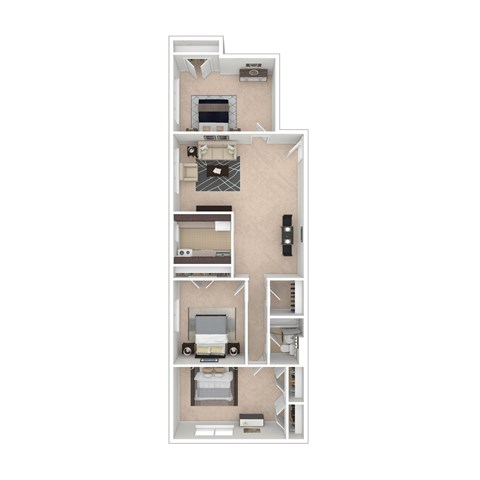 Floor plan for 3 beds, 1.5 baths, 1132 sqft